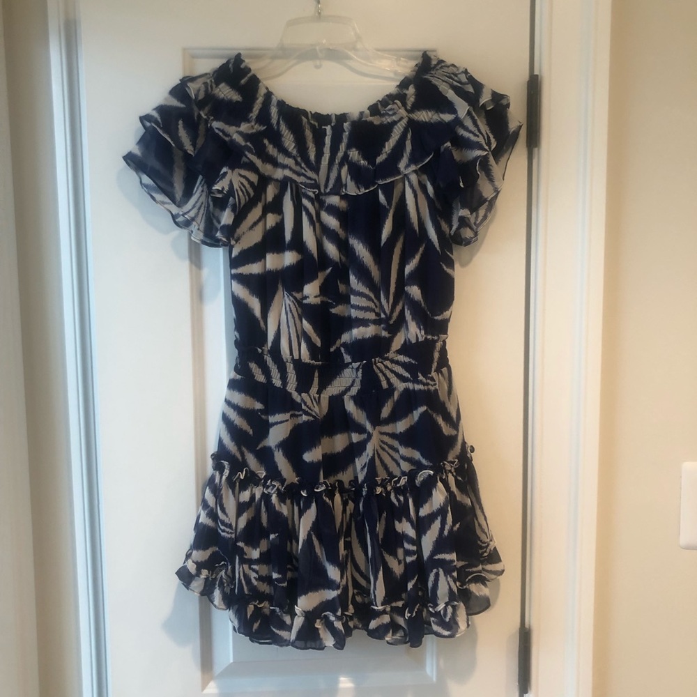 Misa blue and white off the shoulder dress Sm